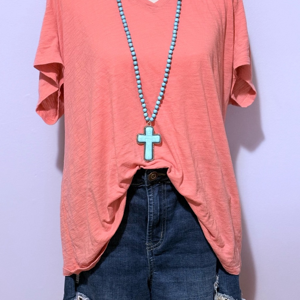 Ava & Viv Coral V-Neck Tee
